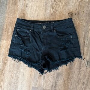 American Eagle Outfitters Black Frayed Jean Shorts